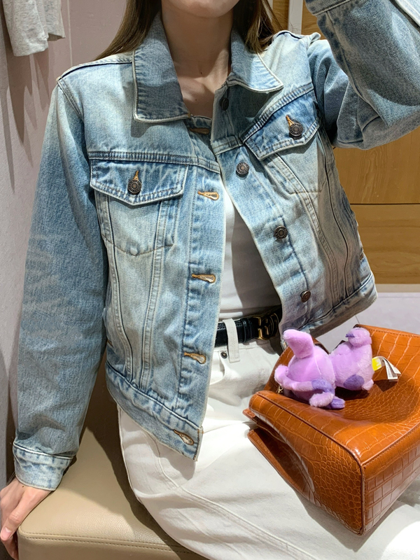 Long-Termism Japanese Ganshan Yarn High-End Women's Denim Jacket American Retro Lapel Short Fashion Jacket