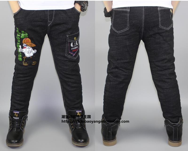 Cậu bé mùa đông 2018 cộng với quần jean dày cotton quần áo trẻ em cộng với quần nhung trong quần bé trai rộng giãn quần áo trẻ em cao cấp