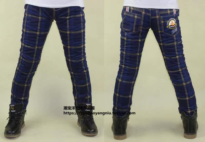 Quần jeans bé trai mùa đông 2018 mới cho bé quần âu phiên bản Hàn Quốc của quần cotton trong quần lửng ống rộng trẻ em shop quần áo trẻ em