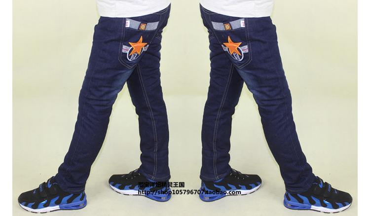 Quần jeans bé trai mùa thu đông 2018 cộng với quần cotton dày trong quần trẻ em lớn quần mùa đông trẻ em quần áo trẻ em xuất khẩu