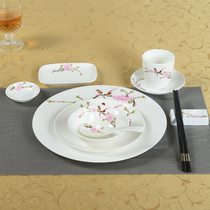 New Chinese hotel set Table tableware restaurant Restaurant Restaurant set ceramic plate dish spoon pot pot plum blossom bird language