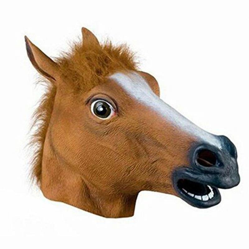 Halloween Animal Horse Male Bojack Mask Brown Horse Head Cover Tiktok Same Style Dog Horse Latex Head Cover