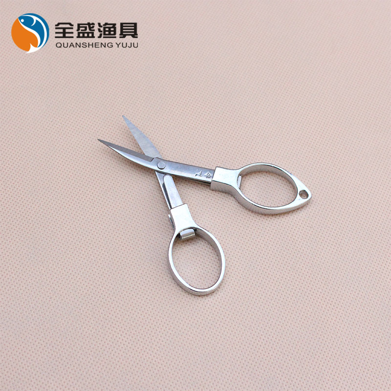 Stainless steel multi-function folding scissors Fishing line scissors Fishing scissors 8 word scissors can cut vigorously horse line fishing gear