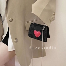 Hide 4-degree Shop Bag Obliquely Satchel High Level Sensation Small Crowd Design Sweet Cool Mini Zero Money Lipstick Red Bag