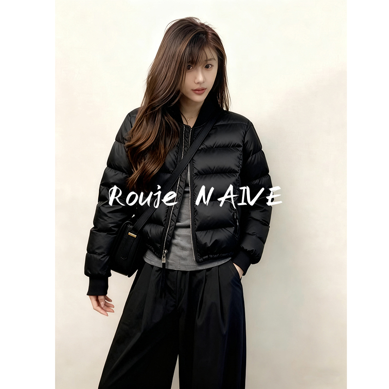 Rouje Naive Black White Duck down Jacket for Women, Lightweight and Warm, Short Style for Petite Figures, High-End Winter Coat