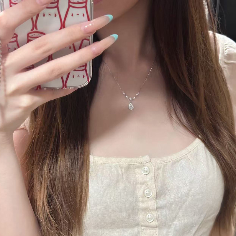 Willora S925 Sterling Silver Water Drop Pendant Necklace Birthday Gift Valentine's Day Gift for Girlfriend