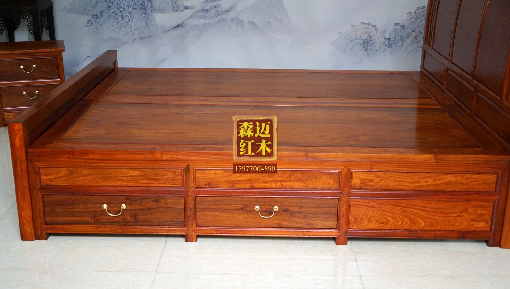 Красный кровати 缅甸花梨红木床双人床榫卯奢华花梨木双人床红木家具婚床中式品质 Senmai Красный кровати 缅甸花梨红木床双人床榫卯奢华花梨木双人床红木家具婚床中式品质 Senmai