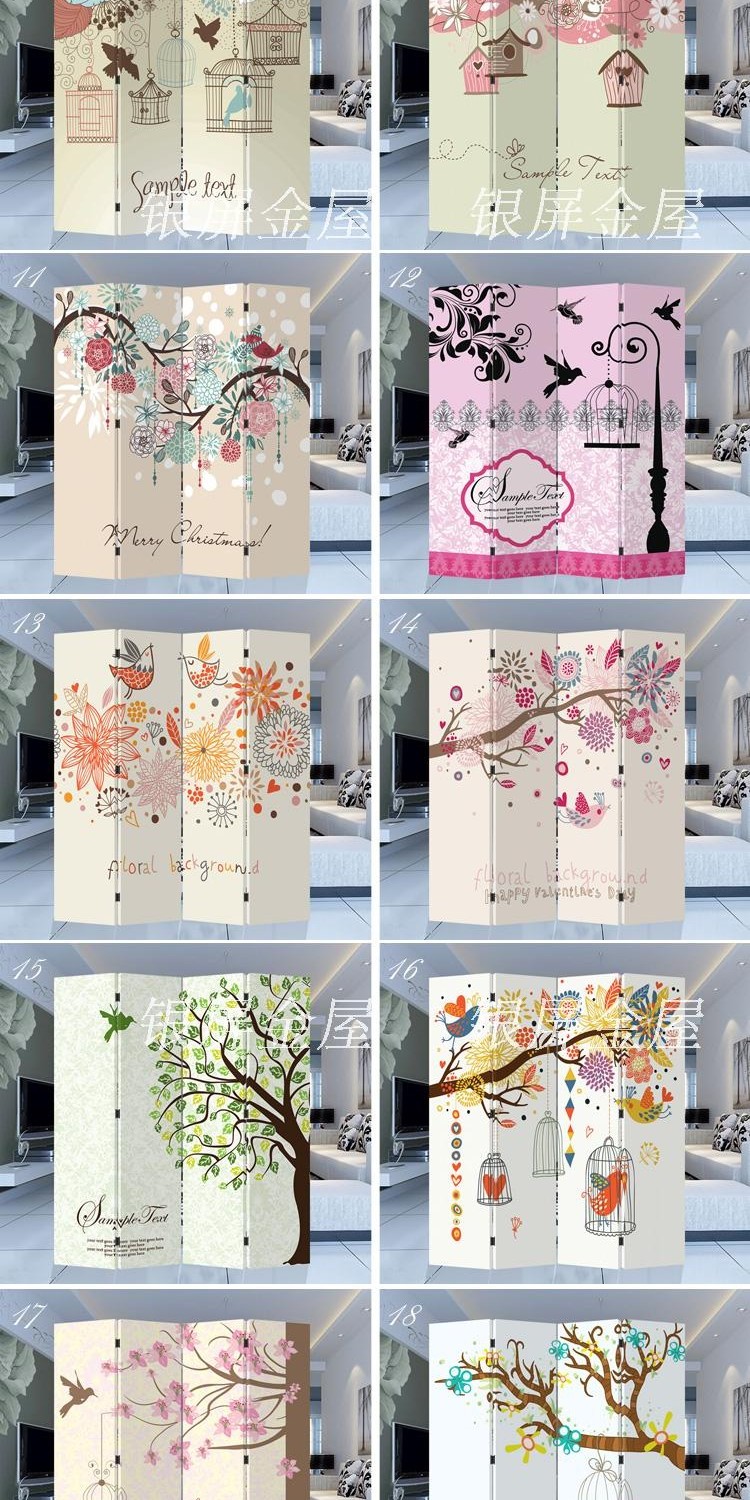 Chim lồng trẻ em phim hoạt hình đơn giản phân vùng vải hiên cửa di động mới phù hợp phòng gấp nền màn hình phong cách châu Âu - Màn hình / Cửa sổ bình phong tre