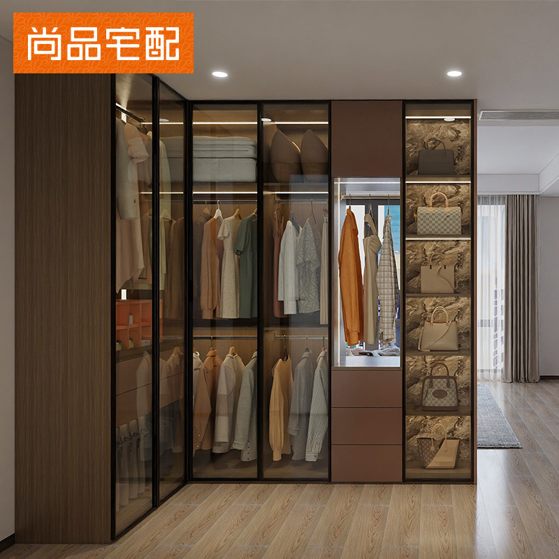 全屋定制衣柜:现代极简风主卧室一门到顶走入式衣帽间,如何打造理想衣橱?-定制平开门衣柜-淘宝百科网