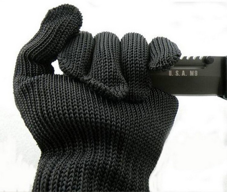 Black and white coated steel wire anti-cut anti-cut anti-edge anti-knife with stainless steel wire thickened wear-resistant anti-cut gloves