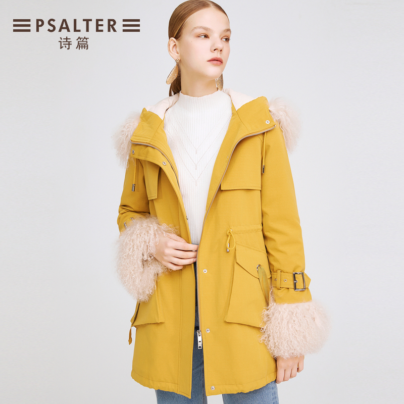 2019 Winter New Workwear gió len cổ Vẽ Rope bóng Thánh Vịnh nữ thắt lưng trở xuống Pie vượt qua phụ nữ