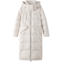 Psalms special selection of loose hooded mid-length goose down jacket spring