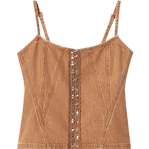 SALT P Keyan personality versatile retro distressed waist denim camisole vest 2024 autumn new style