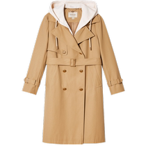 Psalm Exclusive 2024 Autumn New Detachable Contrast Color Sweatshirt Hooded Fake Two-piece College Style Double-breasted Windbreaker