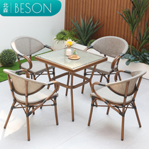 Courtyard Table And Chairs Three Sets Outdoor Villa Garden Milk Tea Shop Cafe Exterior Swing Table And Chairs Balcony Rattan Chair Combination