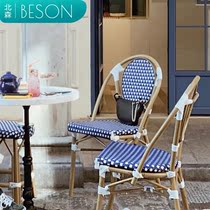 Dining Bar Table And Chairs Casual Cafe West Restaurant Sweet shop Garden Lower afternoon tea dining chair French style retro outdoor rattan chair
