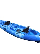 Double kayak canoe thickened plastic rotational molding platform boat with plastic backrest fishing boat