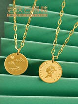 Old Qingyun jewelry pure gold 999 gold 5G pendant Queen brand round card pendant live special shot