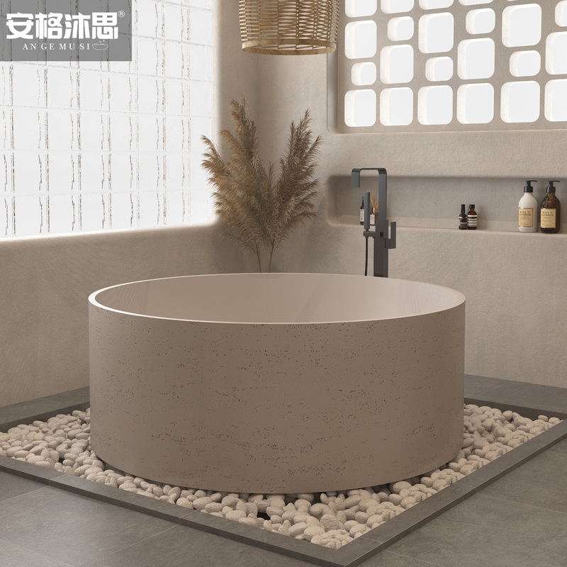 Round Freestanding Bathtub Designer Bath Tub Small Apartment Home Hotel Homestay Adult Travertine New Deep Bath High Round Freestanding Bathtub Designer Bath Tub Small Apartment Home Hotel Homestay Adult Travertine New Deep Bath High
