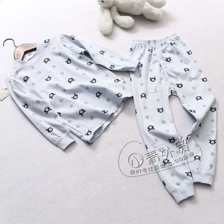 Z362 con! Nội địa mùa thu và mùa đông mới mô hình hoạt hình đứng cổ áo cotton dài tay mùa thu đồ lót bộ bộ nỉ bông cho bé