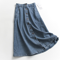 G576 Pure Color High Waist Display Slim Fit Single Row Buttoned Pocket Long Skirt Autumn Winter New 100 Lap Denim Skirt Woman Half Body Dress