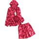 Z214 rose red casual sportswear sun protection sweatshirt shorts two-piece suit 2023 summer new women's long sleeves