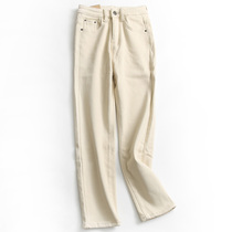 U559 pure color display slim high waist pocket plus suede thickened winter new straight drum pants 100 lap women pants jeans long pants