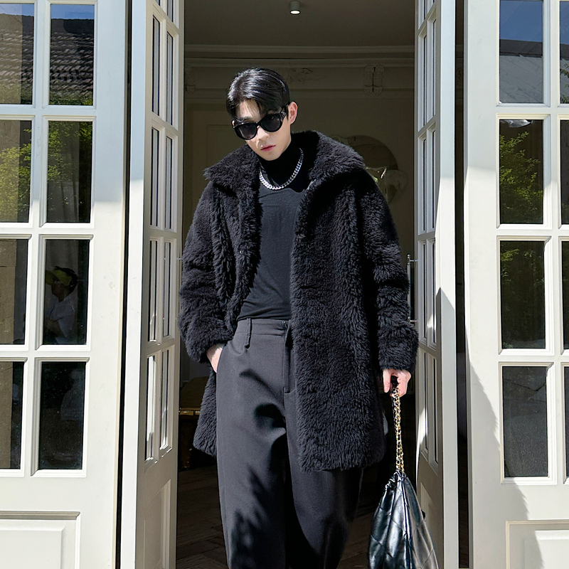 Mid-Length Pure Wool Lamb Fur Jacket for Men, Non-Fur Integrated Men's Korean Style Coat, Winter 2025 Mid-Length Pure Wool Lamb Fur Jacket for Men, Non-Fur Integrated Men's Korean Style Coat, Winter 2025