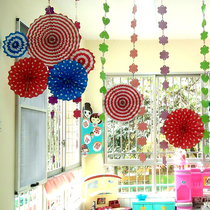 Round folding fan paper fan flower festival mall decoration wedding background wall birthday hanging flower origami flower fan set