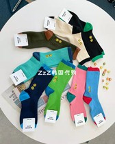 Two ZZ Korea Dongdaemun Coloured Embroidered smiling face heaps of stockings Sox 100 lap socks 1143