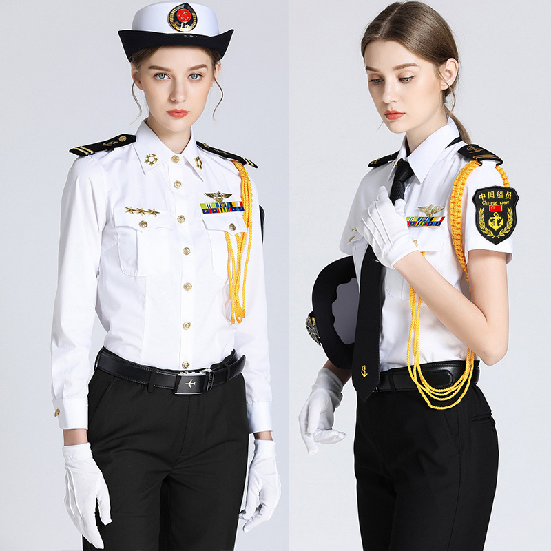 New Style Shirt Sailor Uniform Shirt Cruise Ship Yacht Crew Women's Ktv Bar Performance Clothing Work Uniform