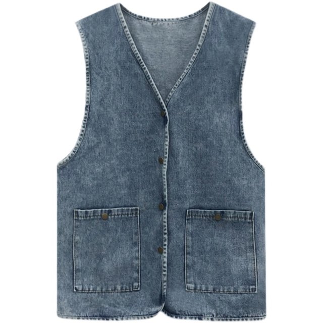 ເສື້ອຢືດ denim sleeveless ສໍາລັບແມ່ຍິງພາກຮຽນ spring ແລະ summer workwear retro ວ່າງ waistcoat ກາງ-ຍາວນອກ vest ເສື້ອບາງ trendy