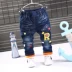 Quần jeans bé trai mùa thu đông cho bé phiên bản Hàn Quốc cộng với quần nhung 1-2-3-4-5-6-7 tuổi trẻ em quần dày