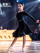 Gloria Latin dance clothing for girls and childrens new V-neck long-sleeved split examination competition performance clothing 3171