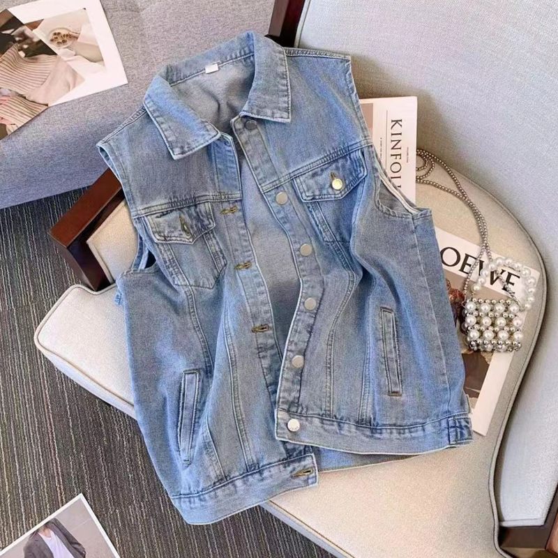 Plus Size Denim Vest for Women, New Spring and Autumn Fashion Jacket, Loose Sleeveless Cardigan, Vintage Vest for Women
