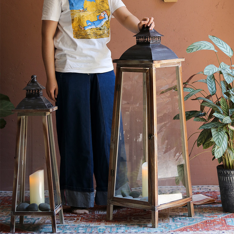 Ground Windy Light Designer Retro Candle Terrace Villa Courtyard Garden Tea Room Folk Hotel Shop Window Decoration Pendulum-Taobao