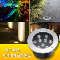 Buried light led round outdoor waterproof embedded square 1W3W buried light lawn light courtyard garden spotlight