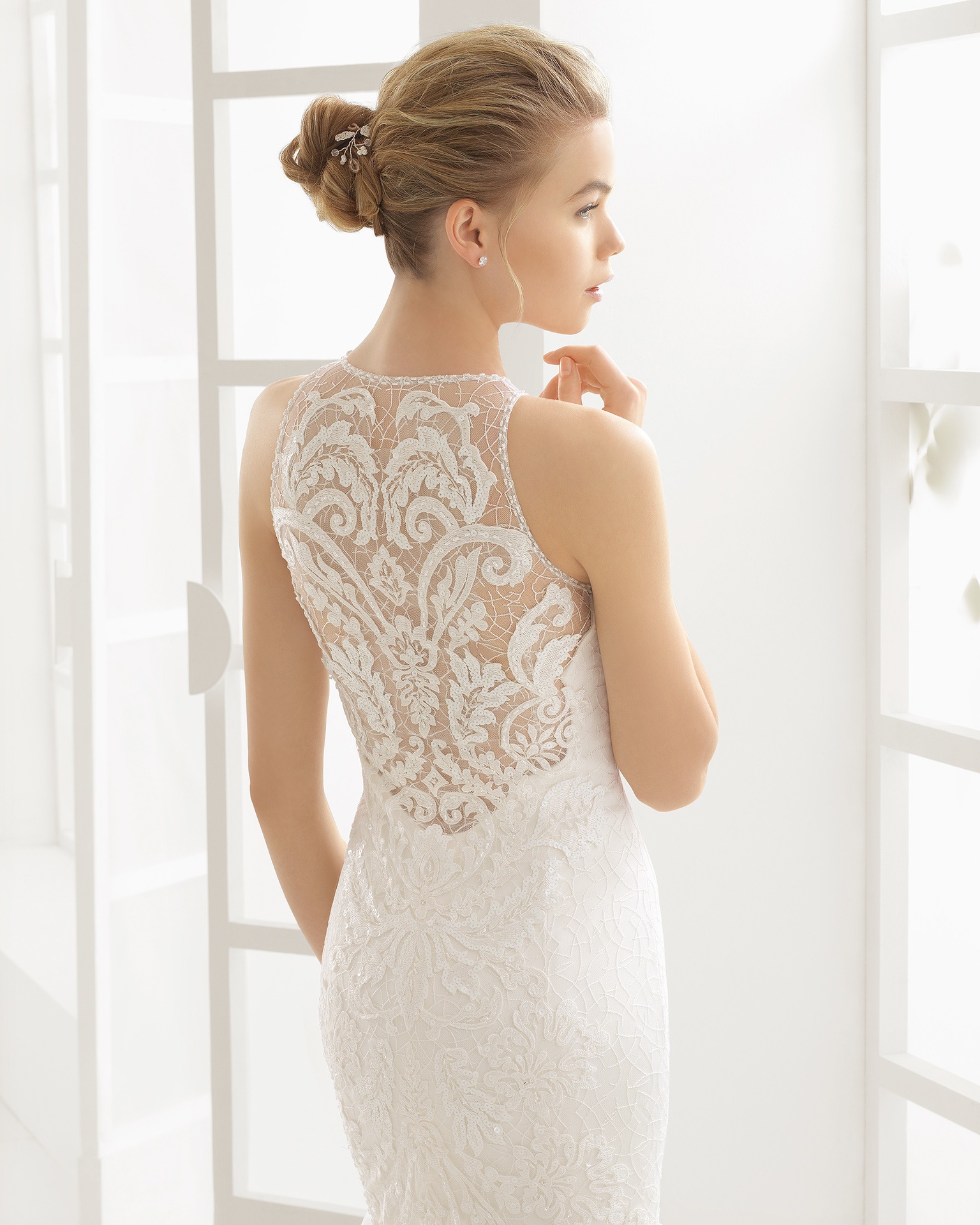 Lace wedding dress, fitted elite brace for bride, 2021 collection, open shoulders,  Lace wedding dress, fitted elite brace for bride, 2021 collection, open shoulders,