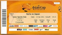Qatar Football Tickets 2011 Asian Cup 12th Syria-Japan Original Tickets Collection