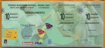 2001 Italy Rome ATP1000 Tennis Masters Sports Ticket Collection Memorial