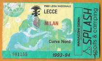 Italian soccer game 1993-1994 Serie A Lecce-AC 0: 1 sports tickets collection
