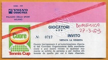 1980 Milan Volvo Tennis Grand Prix sports ticket collection commemoration