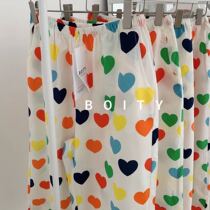 Korean pure cotton love home trousers casual can be worn outside loose pajama pants womens spring and autumn straight night snack pants breathable