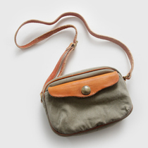 Summer Male washed Canvas Accessories Layer Cow Leather Casual Mobile Phone Mini Retro Cross Section Small Backpack Bag Sloped Satchel Bag