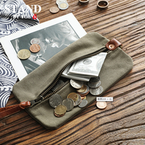 Retro Handmade Canvas Containing Bag Male Brief About Long Style Zipper Zero Money Bag Coins Zero Money Bag Military Wind Containing Bag