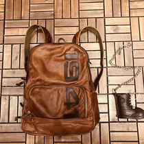 Bull Stock 1941 Retro Double Shoulder Bag Army Wind Pure Cow Leather Backpack Large Capacity Male And Female Locomotive Backpack American Retro