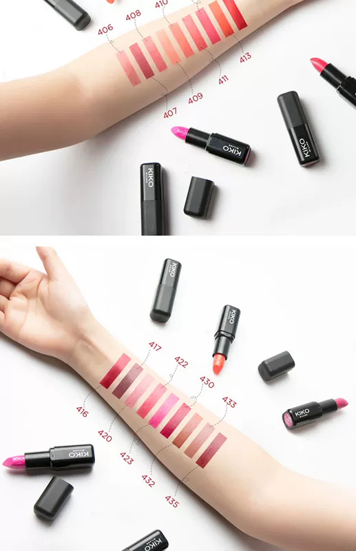 Spot Italy KIKO lipstick black tube 4 series son dưỡng ẩm 407 đậu cát màu 414 màu bưởi 432416 - Son môi black rouge đỏ đất