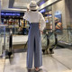 Bud high waist trousers women's summer loose foreign style paper bag pants bow wide leg pants original design ruffle trousers