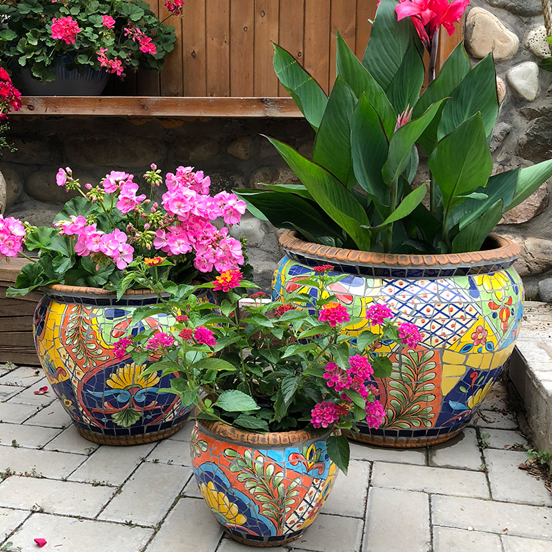 Special exotic style outdoor ceramic mosaic flower pot flower pot high-end flower green plant potted home decoration