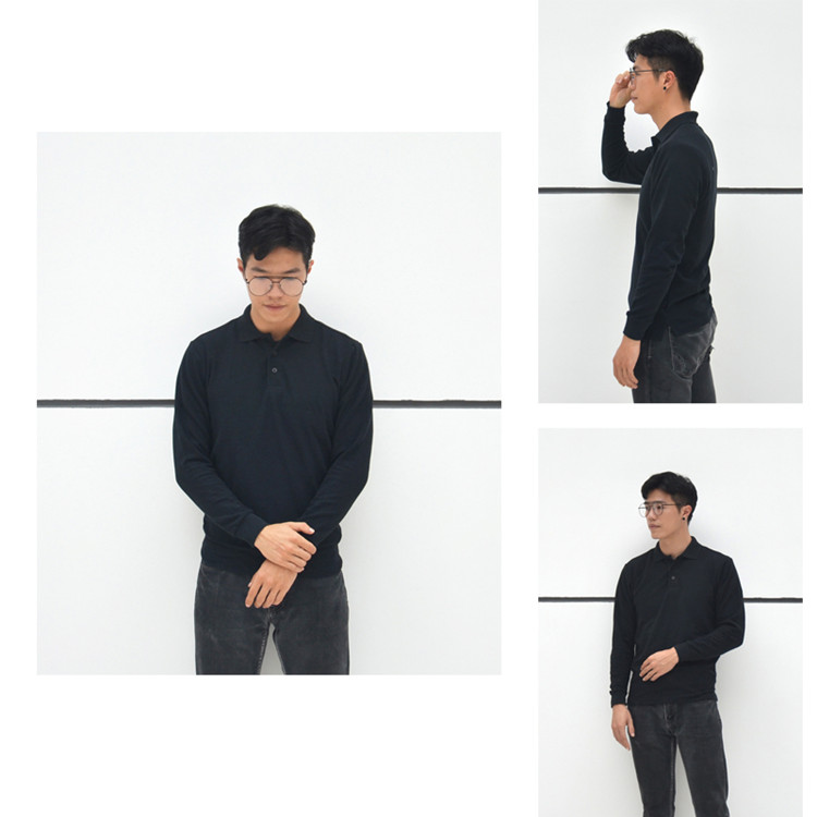 Nhà máy trực tiếp kinh doanh ve áo Slim áo thun cotton dài tay áo polo nam dưới XL sóng tùy chỉnh áo cotton nam